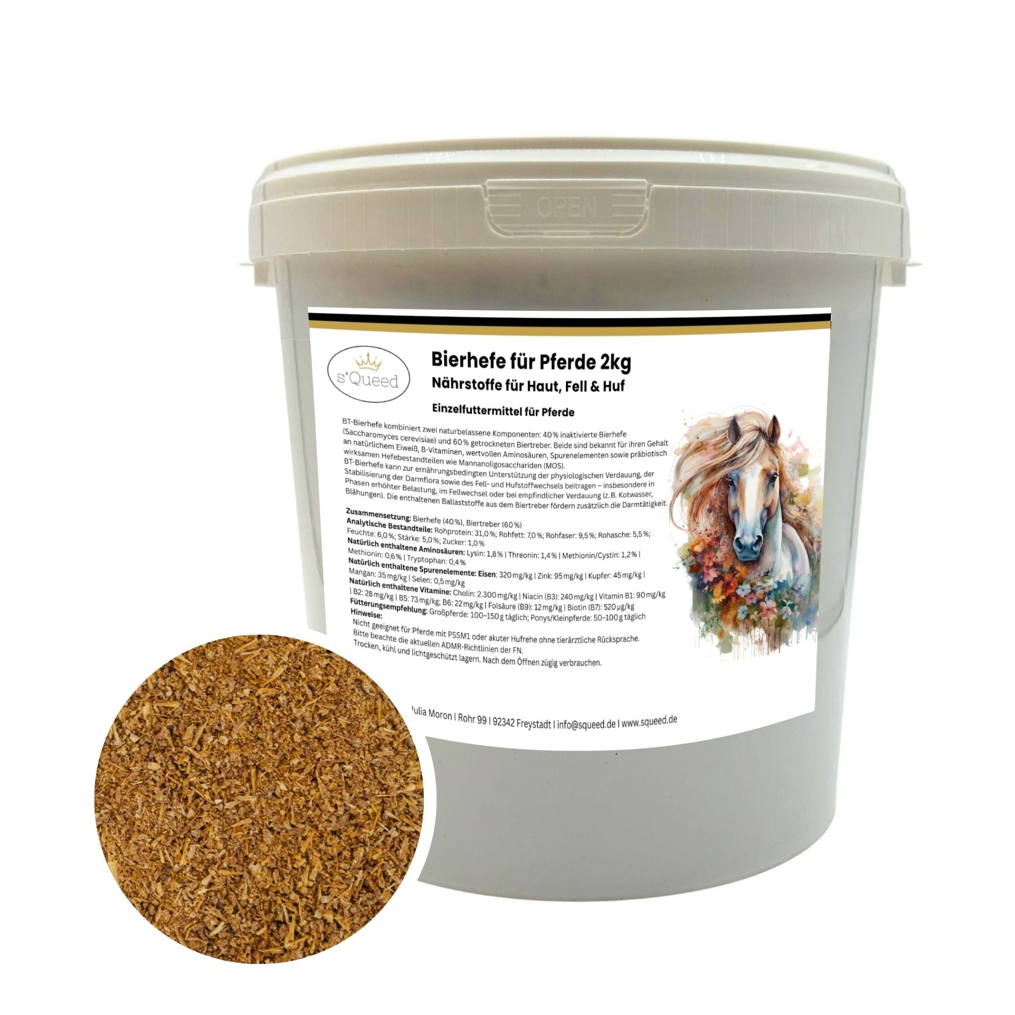 BT Bierhefe Pferd 2kg – bei Kotwasser, Fellwechsel & empfindlicher Ver –  s`Queed