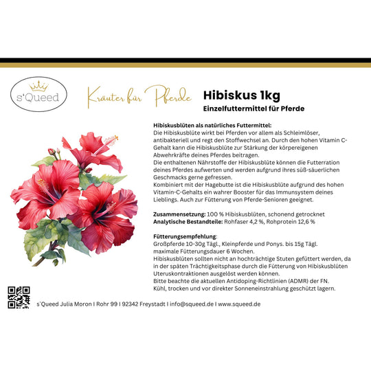 Hibiskus Pferd getrocknet, ganze Blüte - Immunsystem stärken Pferd