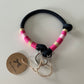 Wunderschönes Set Retriever Halsband und Leine, tiefseeblau, pink, rosa, sand Gr.XXS Einzelstück