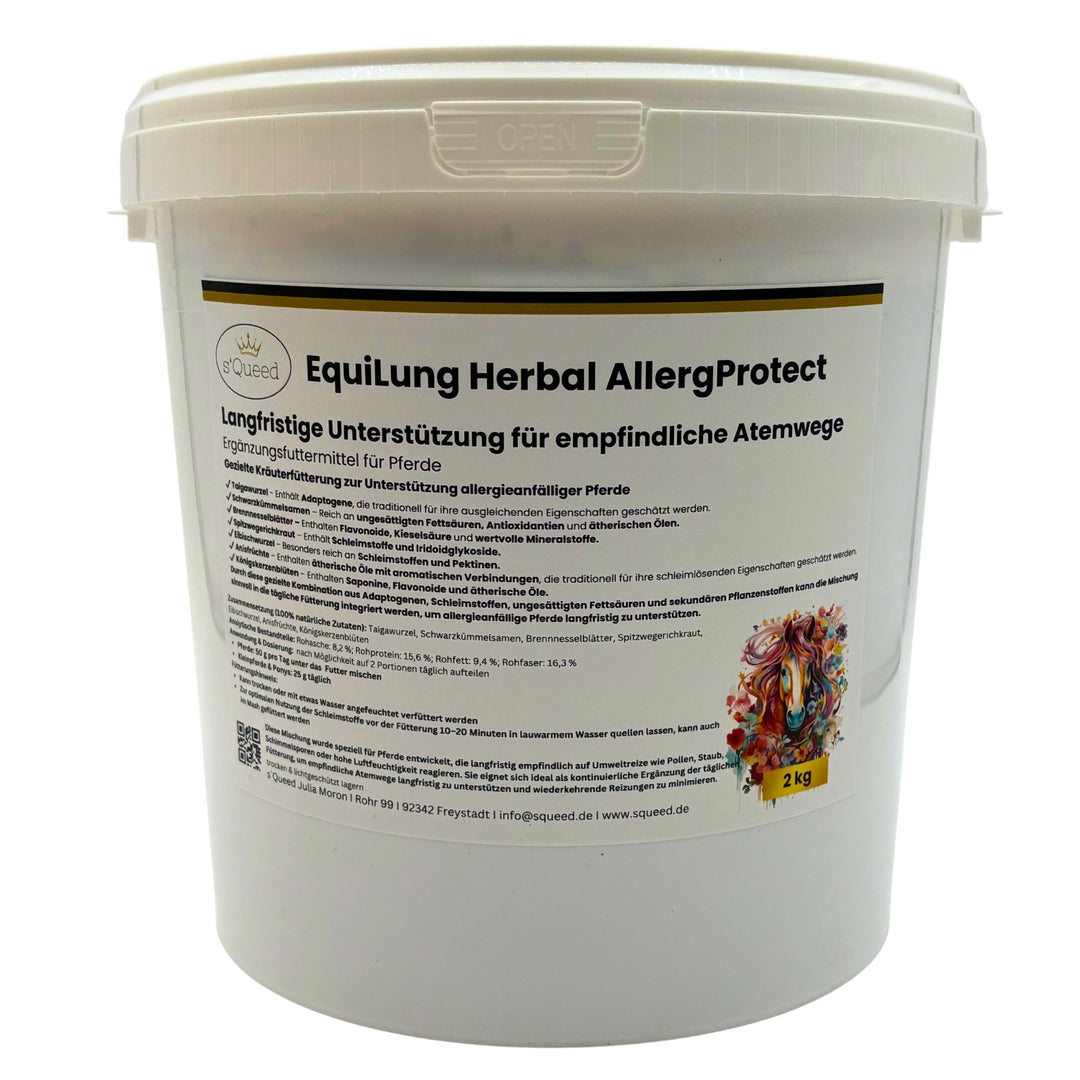 EquiLung Herbal AllergProtect Hustenkräuter für Pferde – zur langfristigen Unterstützung empfindlicher Atemwege bei staub- oder pollenbedingtem Husten