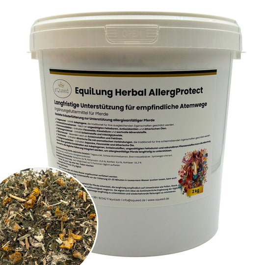 EquiLung Herbal AllergProtect Hustenkräuter für Pferde – zur langfristigen Unterstützung empfindlicher Atemwege bei staub- oder pollenbedingtem Husten