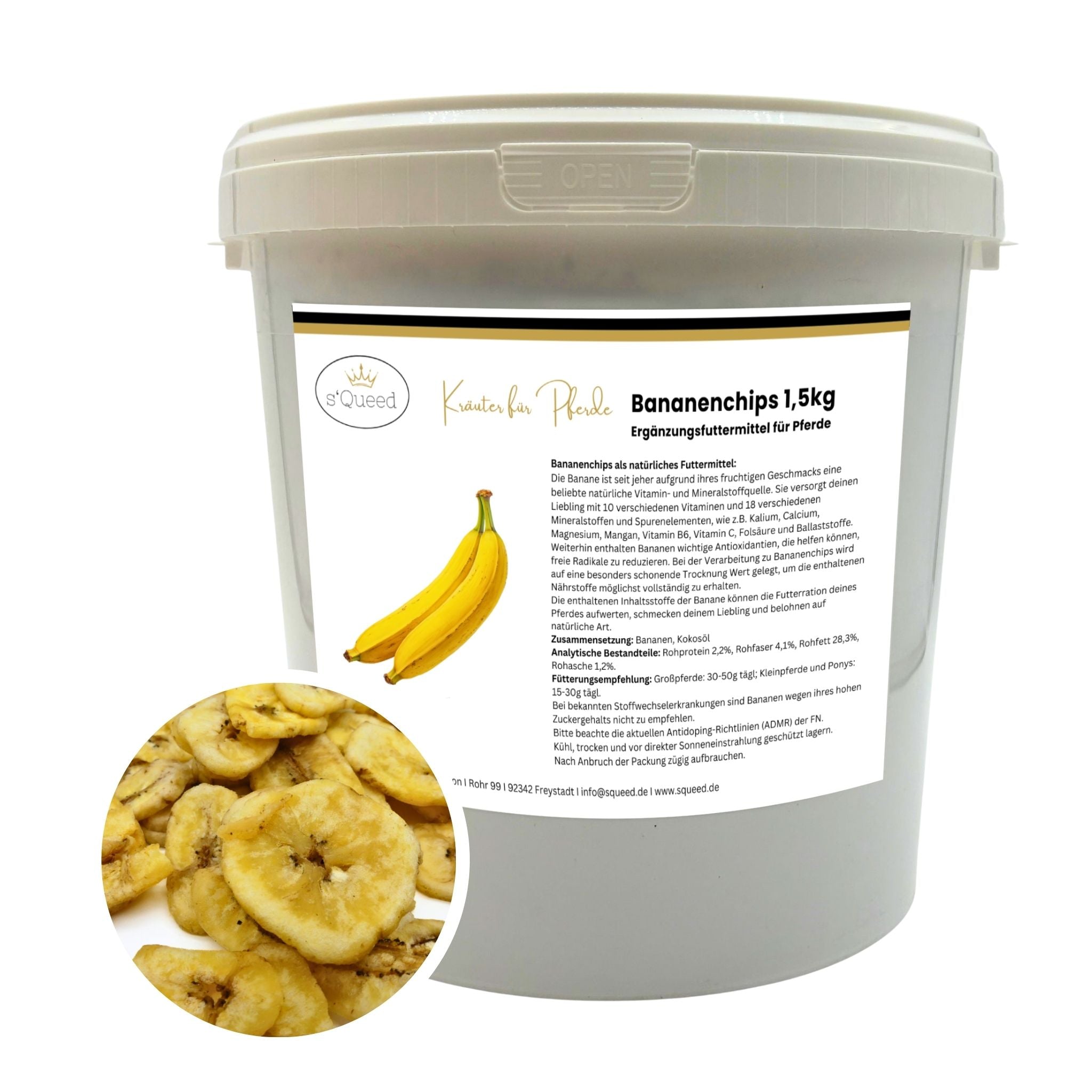 Bananen Chips, getrocknete Bananenscheiben ungesüßt für Pferde