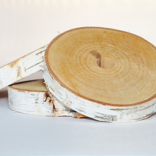 3 Birkenholzscheiben zum Beschichten mit Kräutern und Früchten für Knabber Twister Pferdespielzeuge