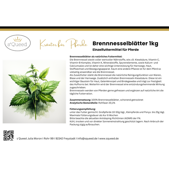 Brennnessel Pferd - Brennnessel für Pferde bei Nierenproblemen beim Pferd, Stoffwechsel Pferd, Entgiftung Pferd, Durchfall Pferd, Gelenke Pferd, Hautprobleme Pferd