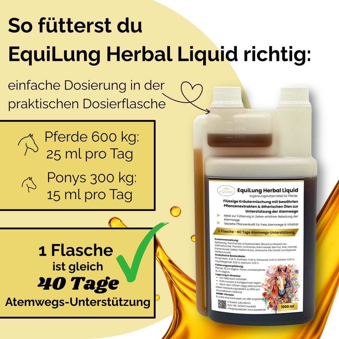 EquiLung Herbal Liquid – Hustenkräuter für Pferde - Schleimlöser Pferd