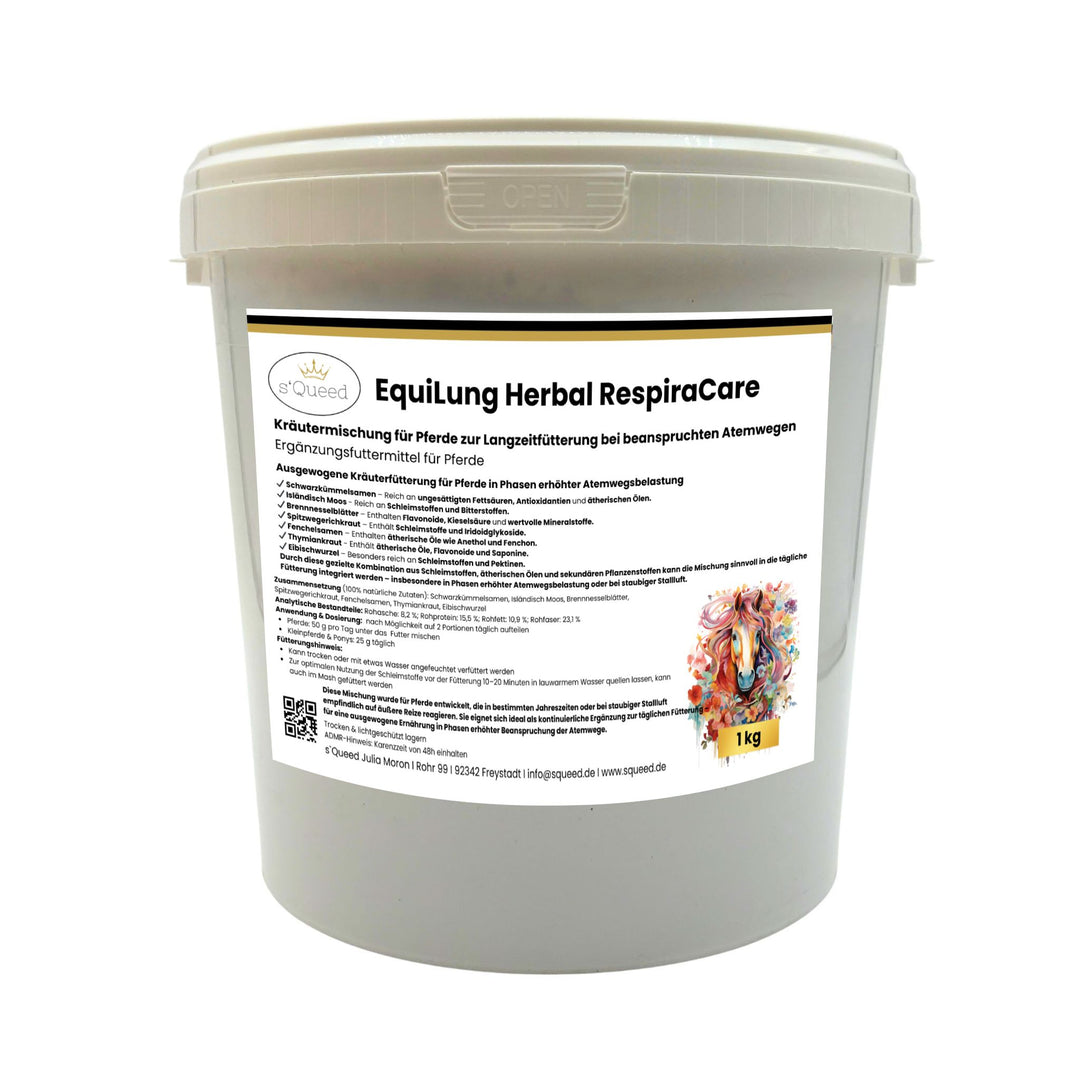 EquiLung Herbal RespiraCare – Kräutermischung für Pferde zur Langzeitfütterung bei beanspruchten Atemwegen durch nasskaltes Wetter und Temperaturwechsel