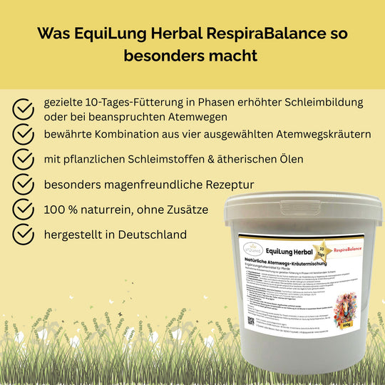 EquiLung Herbal RespiraBalance – Kräutermischung für Pferde in Phasen erhöhter Schleimbildung oder bei beanspruchten Atemwegen
