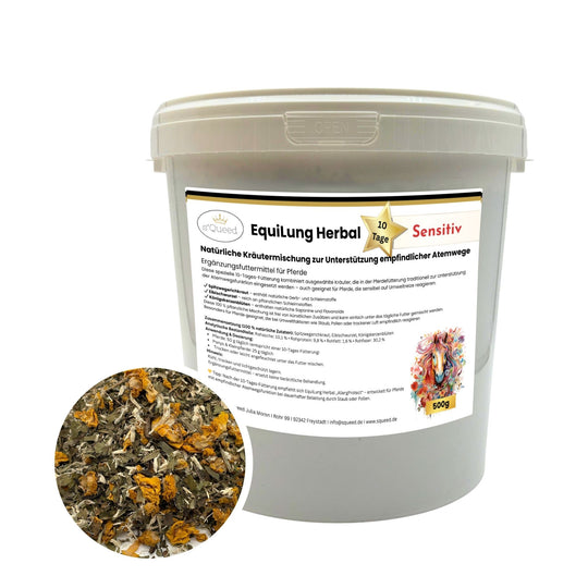 EquiLung Herbal „Sensitiv“ – Hustenkräuter für Pferde zur Unterstützung empfindlicher Atemwege (10 Tage Fütterung)