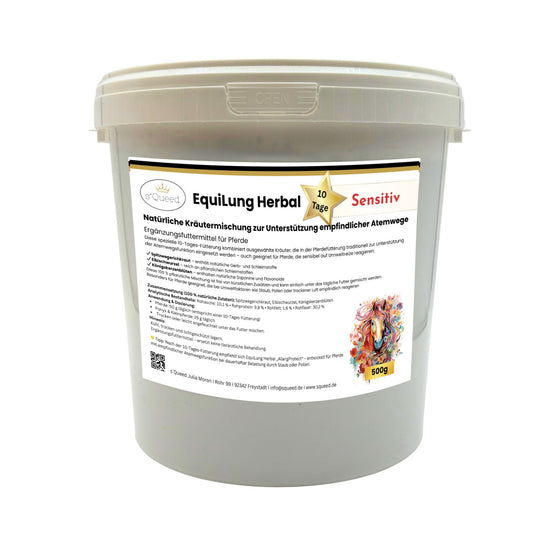 EquiLung Herbal „Sensitiv“ – Hustenkräuter für Pferde zur Unterstützung empfindlicher Atemwege (10 Tage Fütterung)