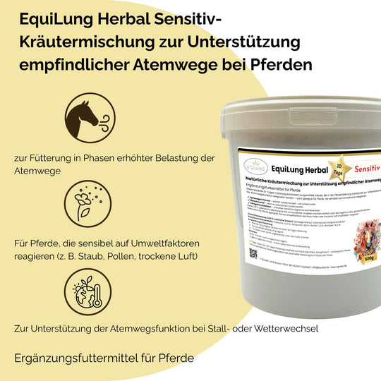 EquiLung Herbal „Sensitiv“ – Hustenkräuter für Pferde zur Unterstützung empfindlicher Atemwege (10 Tage Fütterung)