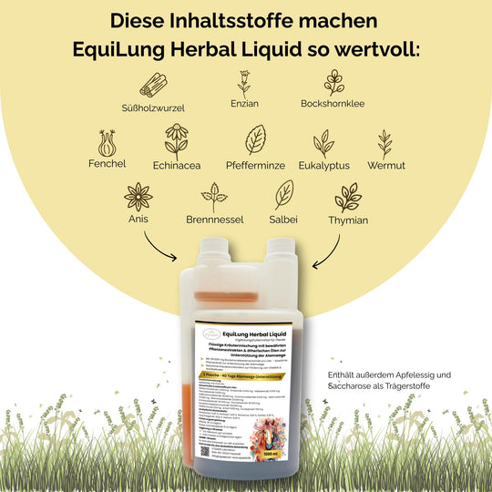 Vorteilspaket 3 × EquiLung Herbal Liquid – Flüssiges Ergänzungsfuttermittel für Pferde bei beanspruchten Atemwegen