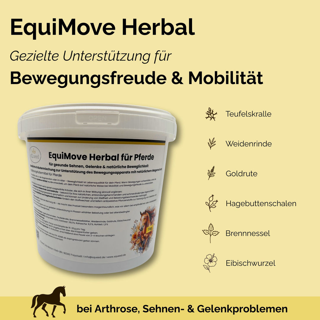 EquiMove Herbal – Zusatzfutter für Pferde mit Arthrose und Bewegungseinschränkungen