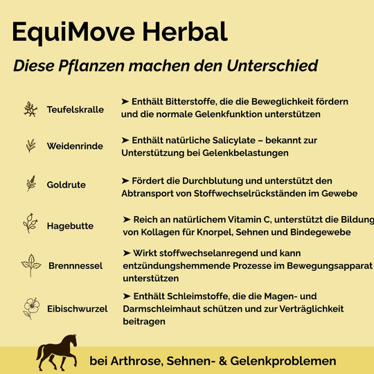 EquiMove Herbal – Zusatzfutter für Pferde mit Arthrose und Bewegungseinschränkungen