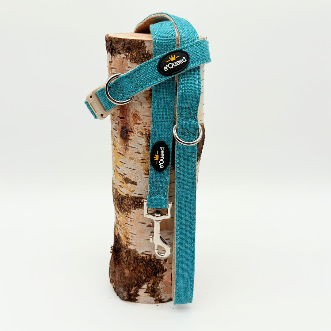 Hundehalsband-Set "Hempy" - Halsband + Leine + gravierte Hundemarke