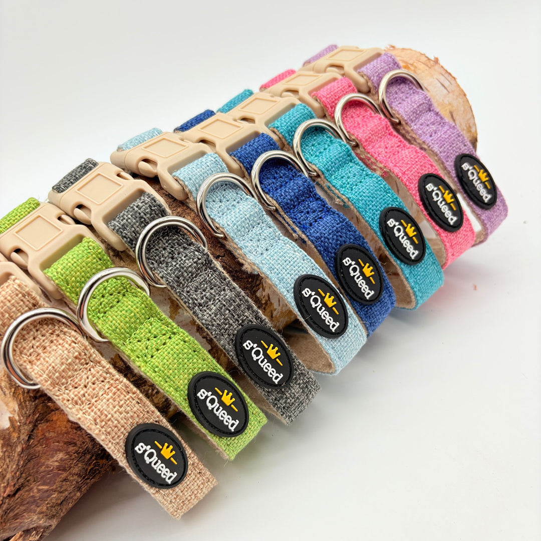 Hundehalsband-Set "Hempy" - Halsband + Leine + gravierte Hundemarke