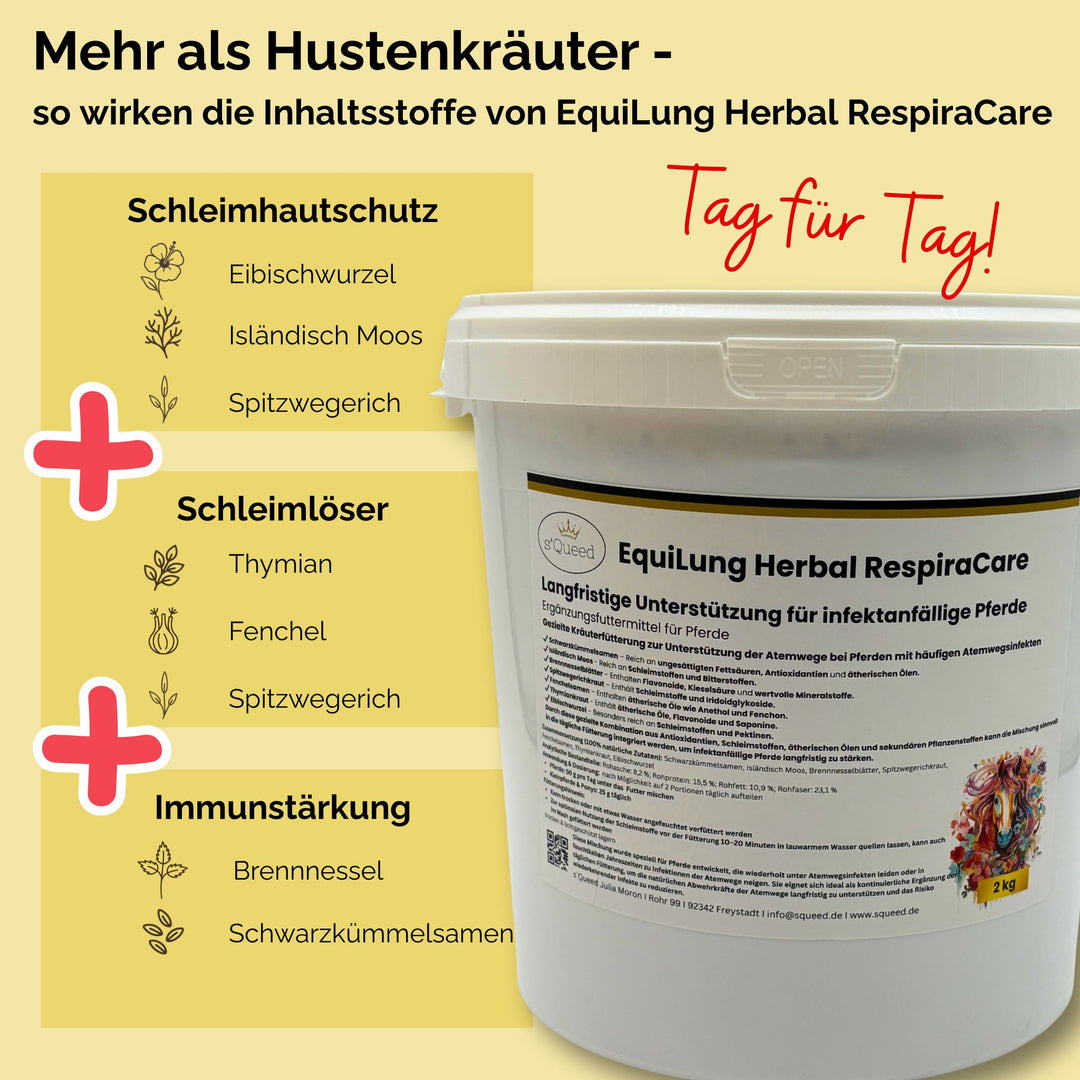 EquiLung Herbal RespiraCare Hustenkräuter für Pferde zur Langzeitfütterung