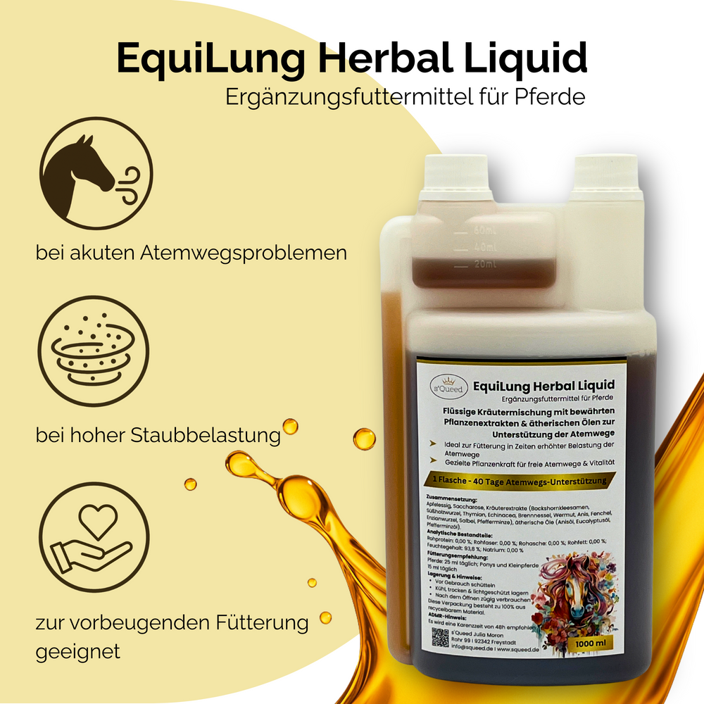 EquiLung Herbal Liquid – Kräuterliquid für Pferde bei Husten und gereizten Atemwegen