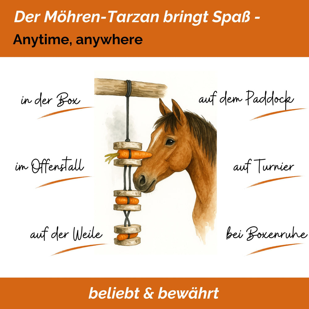 Pferdespielzeug Möhren-Tarzan – Spielzeug für Pferde gegen Langeweile – Pferdebeschäftigung