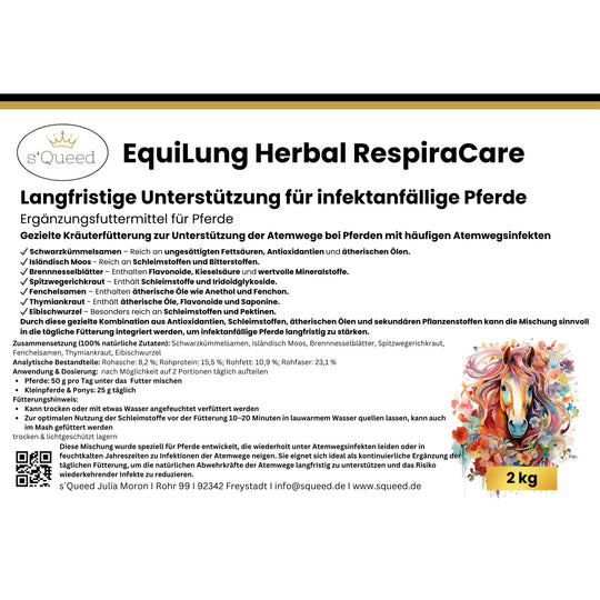 EquiLung Herbal RespiraCare Hustenkräuter für Pferde – zur langfristigen Unterstützung infektanfälliger Pferde