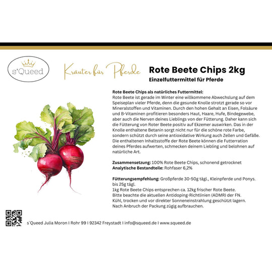Rote Beete Chips, getrocknete Rote Beete für Pferde