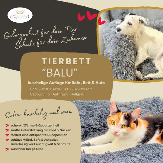 Katzenbett "Balu" kuschelig weiche & waschbare Auflage – mit hohem Rand für Bett & Sofa