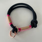 Wunderschönes Set Retriever Halsband und Leine, tiefseeblau,  Muster pink, rosa, sand Gr.S Einzelstück