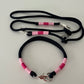 Wunderschönes Set Halsband und Leine, tiefseeblau, rosa, pink, Halsumfang 57cm, Einzelstück