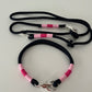 Wunderschönes Set Halsband und Leine, tiefseeblau, rosa, pink, Halsumfang 57cm, Einzelstück