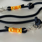 Wunderschönes Set Retriever Halsband und Leine, tiefseeblau, gelb, orange Gr.M Einzelstück