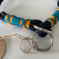 Retrieverhalsband mit Zugstop, tiefseeblau, aqua und orange, Größe M, verstellbar, Einzelstück