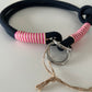 Retrieverhalsband mit Zugstop, tiefseeblau, rosa, pink und sand, Größe M, verstellbar, Einzelstück