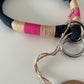 Wunderschönes Set Retriever Halsband und Leine, tiefseeblau, sand, pink Gr.M Einzelstück