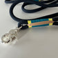Wunderschönes Set Halsband und Leine, tiefseeblau, aqua, sand, gelb, Halsumfang 52 cm, Einzelstück