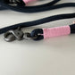 Wunderschönes Set Retriever Halsband und Leine, tiefseeblau, rosa, Gr.S Einzelstück
