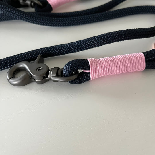 Wunderschönes Set Retriever Halsband und Leine, tiefseeblau, rosa, Gr.S Einzelstück