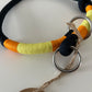 Wunderschönes Set Retriever Halsband und Leine, tiefseeblau, gelb, orange Gr.M Einzelstück