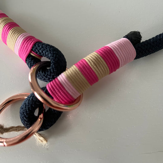 Wunderschönes Set Retriever Halsband und Leine, tiefseeblau, rosa, pink, sand Gr. XL Einzelstück