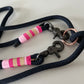 Wunderschönes Set Retriever Halsband und Leine, tiefseeblau, rosa, pink, sand Gr. XL Einzelstück