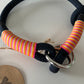 Retrieverhalsband mit Zugstop, tiefseeblau, orange, pink und sand, Größe XS, verstellbar, Einzelstück