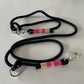 Wunderschönes Set Halsband und Leine, tiefseeblau, sand, pink, Halsumfang 37 cm, Einzelstück