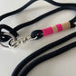 Wunderschönes Set Halsband und Leine, tiefseeblau, sand, pink, Halsumfang 37 cm, Einzelstück